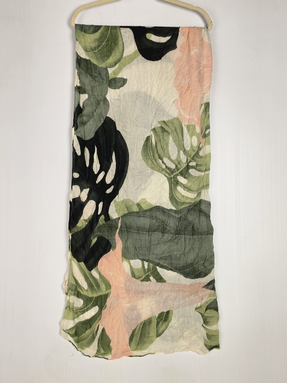 Botanical Leaf Print Wrap - Green and Pink